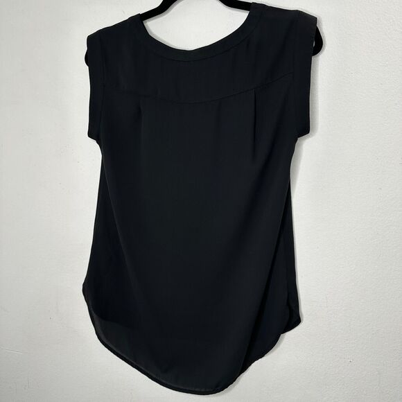 J. Crew Black Sleeveless Banded Neck and Sleeve Round Hem Side Slit Blouse 0 - Picture 6 of 10